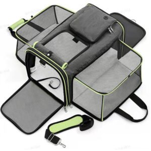 Expandable Foldable Soft-Sided Pet Carrier with Breathable Mesh Panels