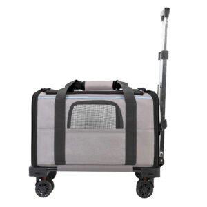 Detachable Rolling Pet Carrier – Foldable Cat & Small Dog Trolley Bag