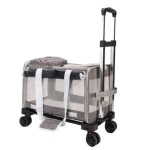 Detachable Rolling Pet Carrier – Foldable Cat & Small Dog Travel Trolley Bag