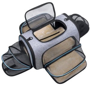Premium Expandable Soft-Sided Pet Carrier with Mesh Ventilation & Plush Cushion