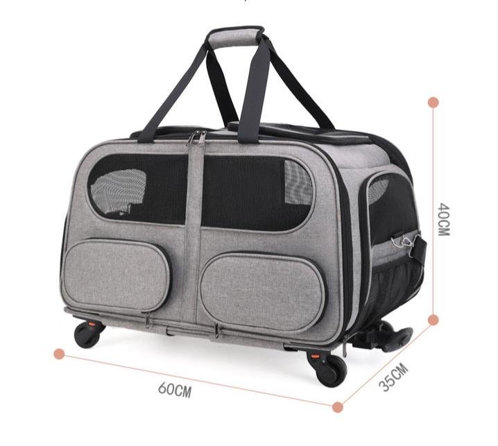 Large Capacity Rolling Pet Carrier with Removable Divider - Image 4