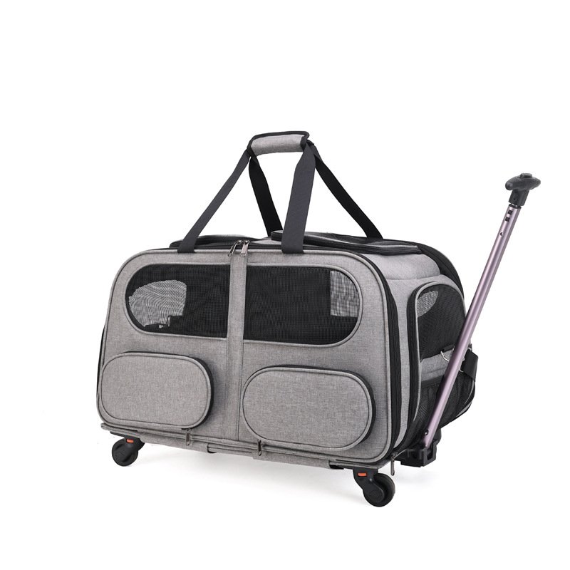 Large Capacity Rolling Pet Carrier with Removable Divider