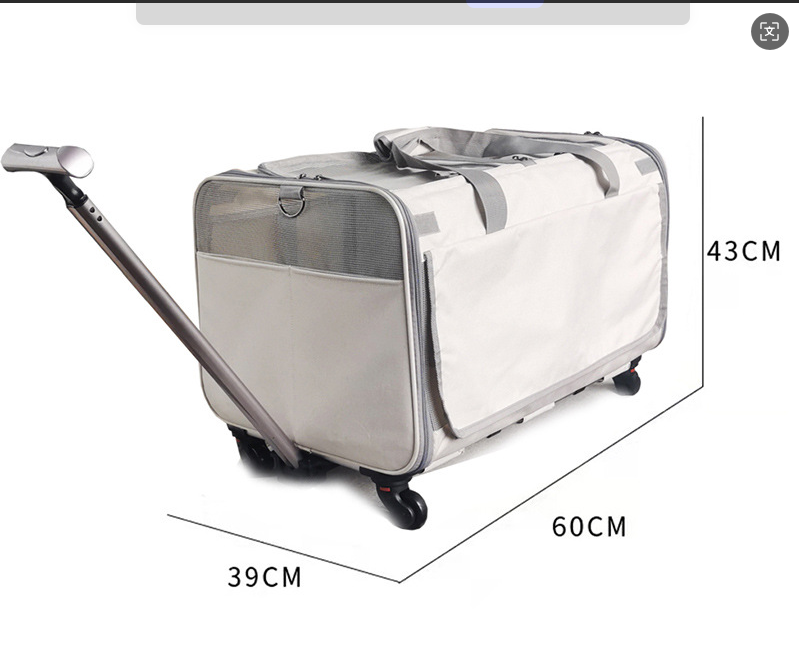 Double-Layer Rolling Pet Carrier with 360° Wheels - Image 2