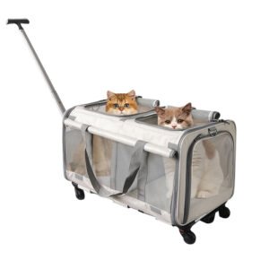 Double-Layer Rolling Pet Carrier with 360° Wheels
