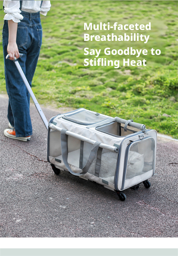 Double-Layer Rolling Pet Carrier with 360° Wheels - Image 3
