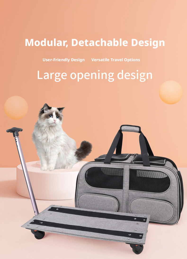 Large Capacity Rolling Pet Carrier with Removable Divider - Image 2