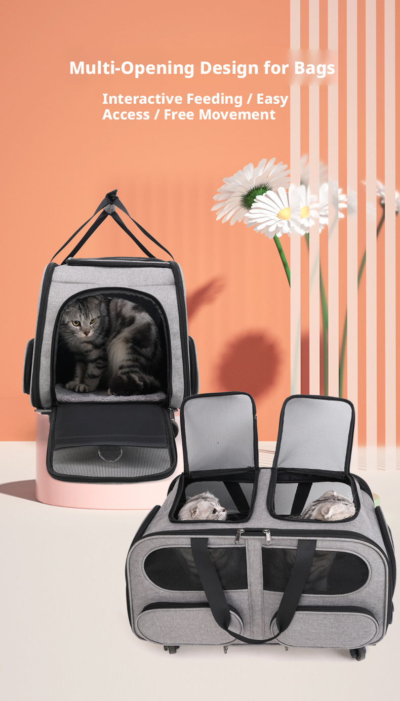 Large Capacity Rolling Pet Carrier with Removable Divider - Image 3