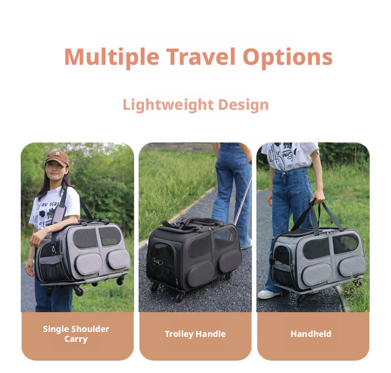 Large Capacity Rolling Pet Carrier with Removable Divider - Image 5